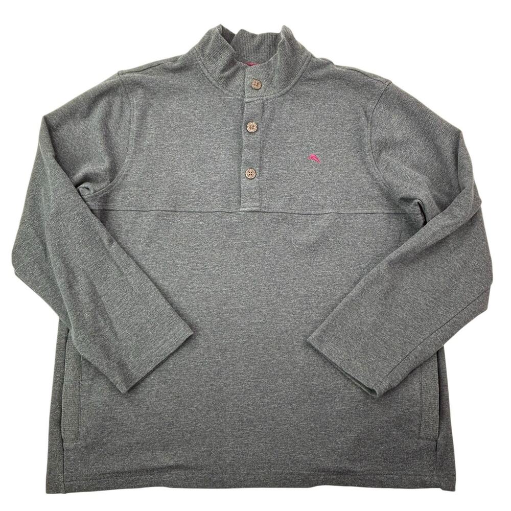 Tommy Bahama Men's XL Gray 1/4 Quarter Zip Mock Neck Pullover Jacket Sweatshirt - Picture 13 of 16